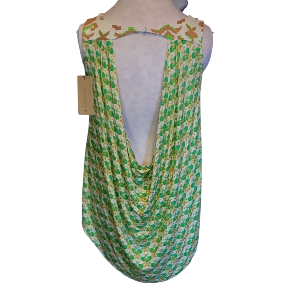 Language Sleeveless Patterned High-Low Top - NWT - Picture 2 of 4